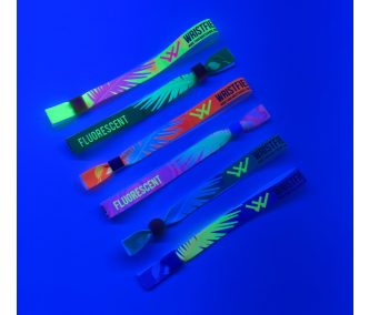   Bratari textile (15x340mm, cu imprimare colora FLUO pe o parte) - cu inel din aluminiu