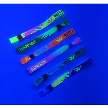 Bratari textile (15x340mm, cu imprimare colora FLUO pe o parte) - cu inel din aluminiu