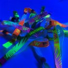 Bratari textile (15x340mm, cu imprimare colora FLUO pe o parte, date variabile) - cu inel din aluminiu