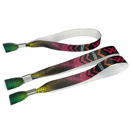 Bratari textile (15x340mm, cu imprimare color pe o parte, date variabile) - cu inel din aluminiu