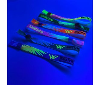   Bratari textile (15x340mm, cu imprimare colora FLUO pe o parte) personalizat full color - cu inel din aluminiu - marime copii