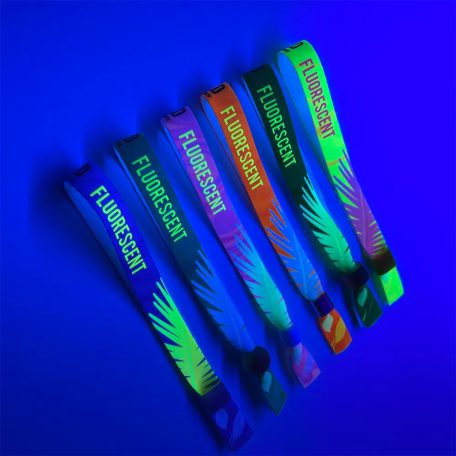 Bratari textile (15x340mm, cu imprimare colora FLUO pe o parte) personalizat full color - cu inel din plastic - marime copii
