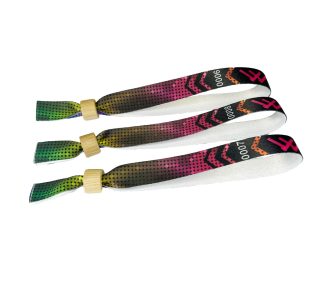   Bratari textile(15x340mm, cu imprimare color pe o parte, date variabile) - cu inel din bambus/plastic de unica folosinta