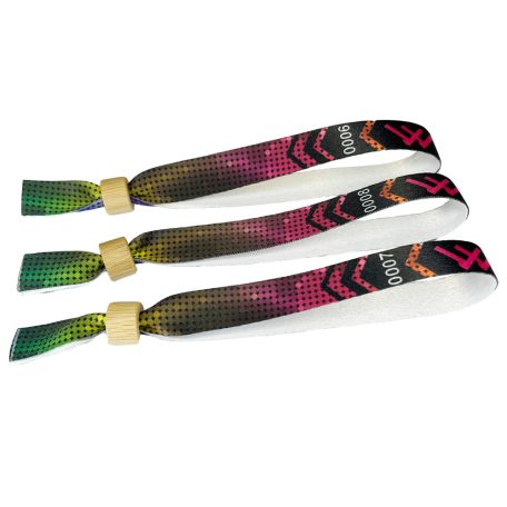 Bratari textile(15x340mm, cu imprimare color pe o parte, date variabile) - cu inel din bambus/plastic de unica folosinta