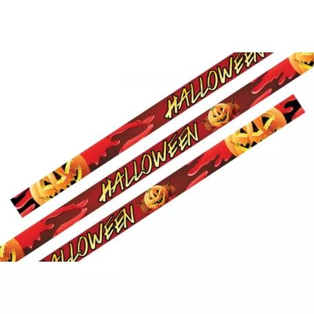 Bratari textile  (15x340mm, cu imprimare color pe o parte) - Halloween dovleac - cu inel din plastic