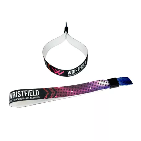 Bratari textile (15x340mm, cu imprimare color pe o parte) personalizate full color - cu inel din plastic