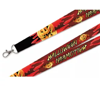   Snur de gat preinscrioptionat full color 20mm - cu carabina metallica - Halloween Dovleac