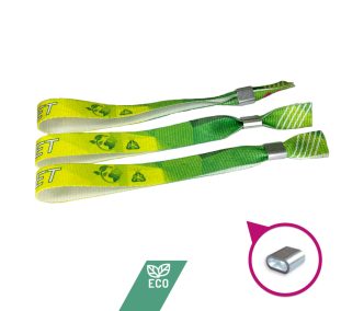   Bratari textile R-PET (din sticle PET reciclate, 15x340mm, cu imprimare color pe o parte) - cu inel de aluminiu